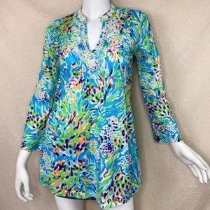 Lilly Pulitzer Sea Soiree Multicolor Beaded Summer Sarasota Tunic- NWT